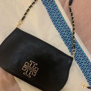 Tory Burch Britten Convertible Black Messenger Crossbody Bag - (Barley Worn) -